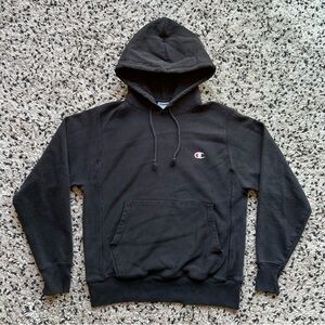 Champion Reverse Weave Solid Black Pullover Hoodie Men’s Size Small